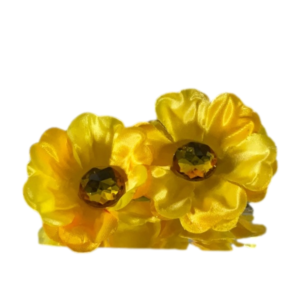 Vintage Yellow Crystal Double Daisy Hair Clip